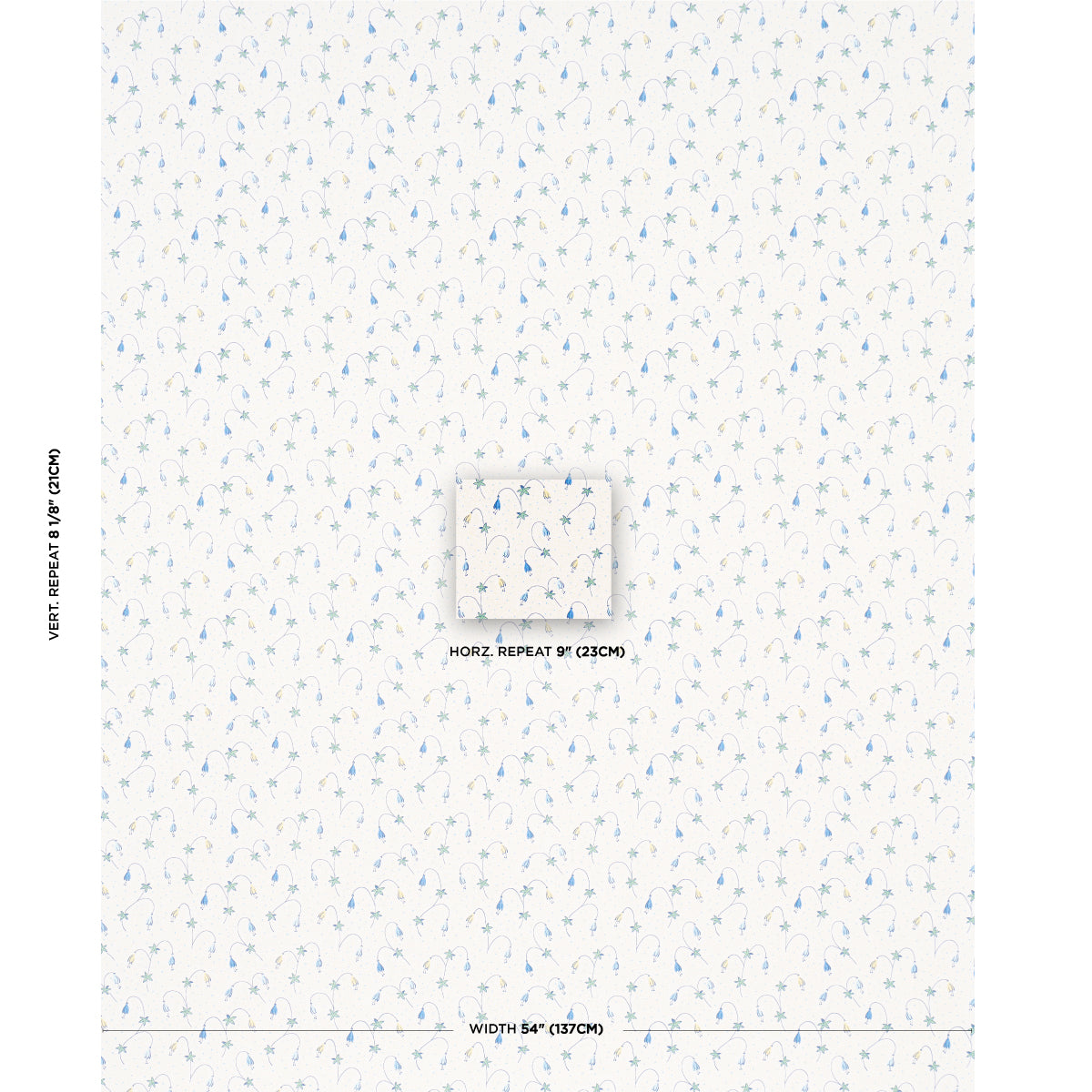 Schumacher Lolly Floral Blues Fabric - Eade's Wallpaper