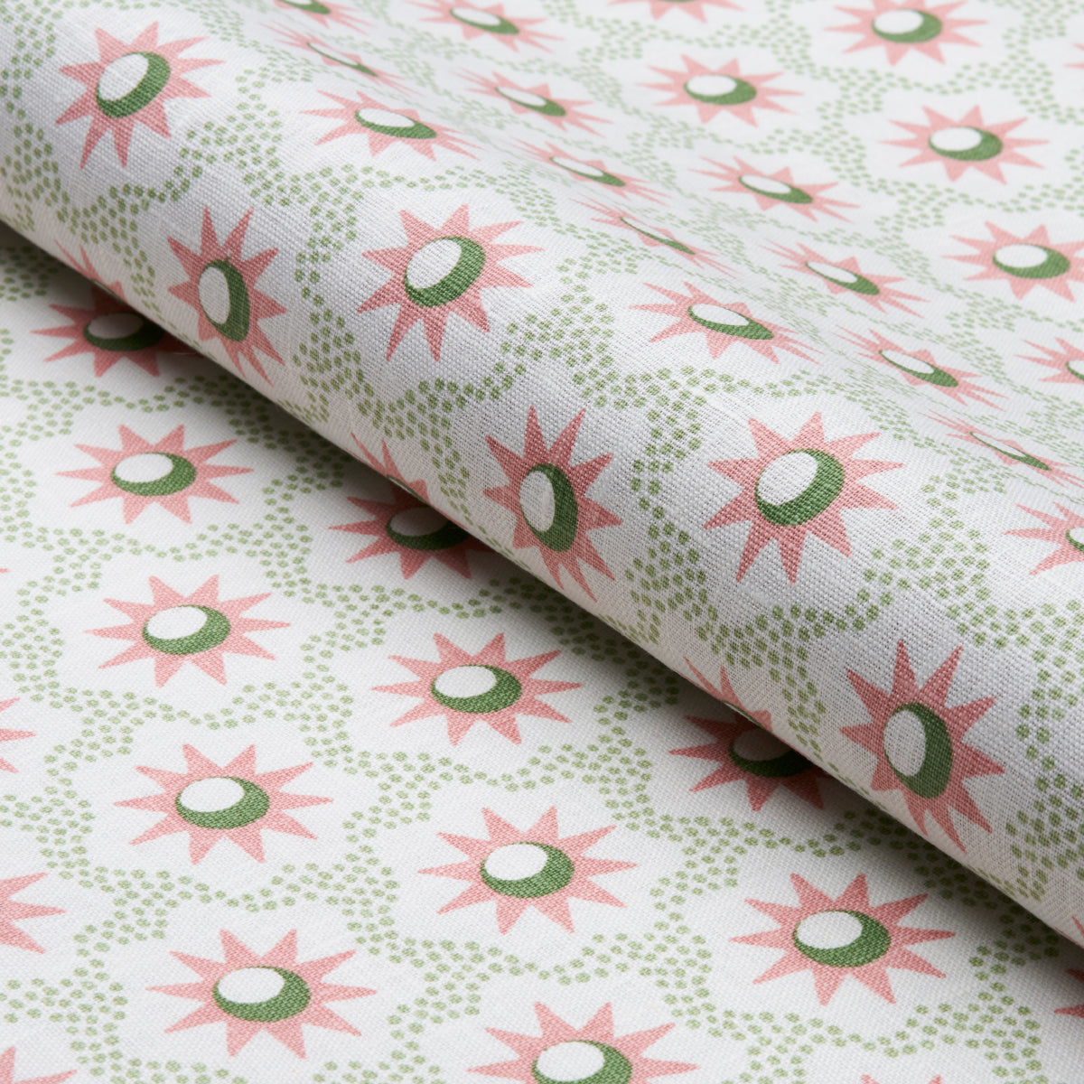 Schumacher Lucie Pink & Green Fabric - Eade's Wallpaper