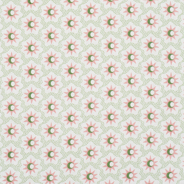 Schumacher Lucie Pink & Green Fabric - Eade's Wallpaper