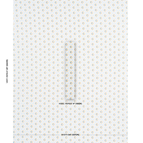 Schumacher Lucie Yellow & Sky Fabric - Eade's Wallpaper