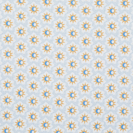 Schumacher Lucie Yellow & Sky Fabric - Eade's Wallpaper