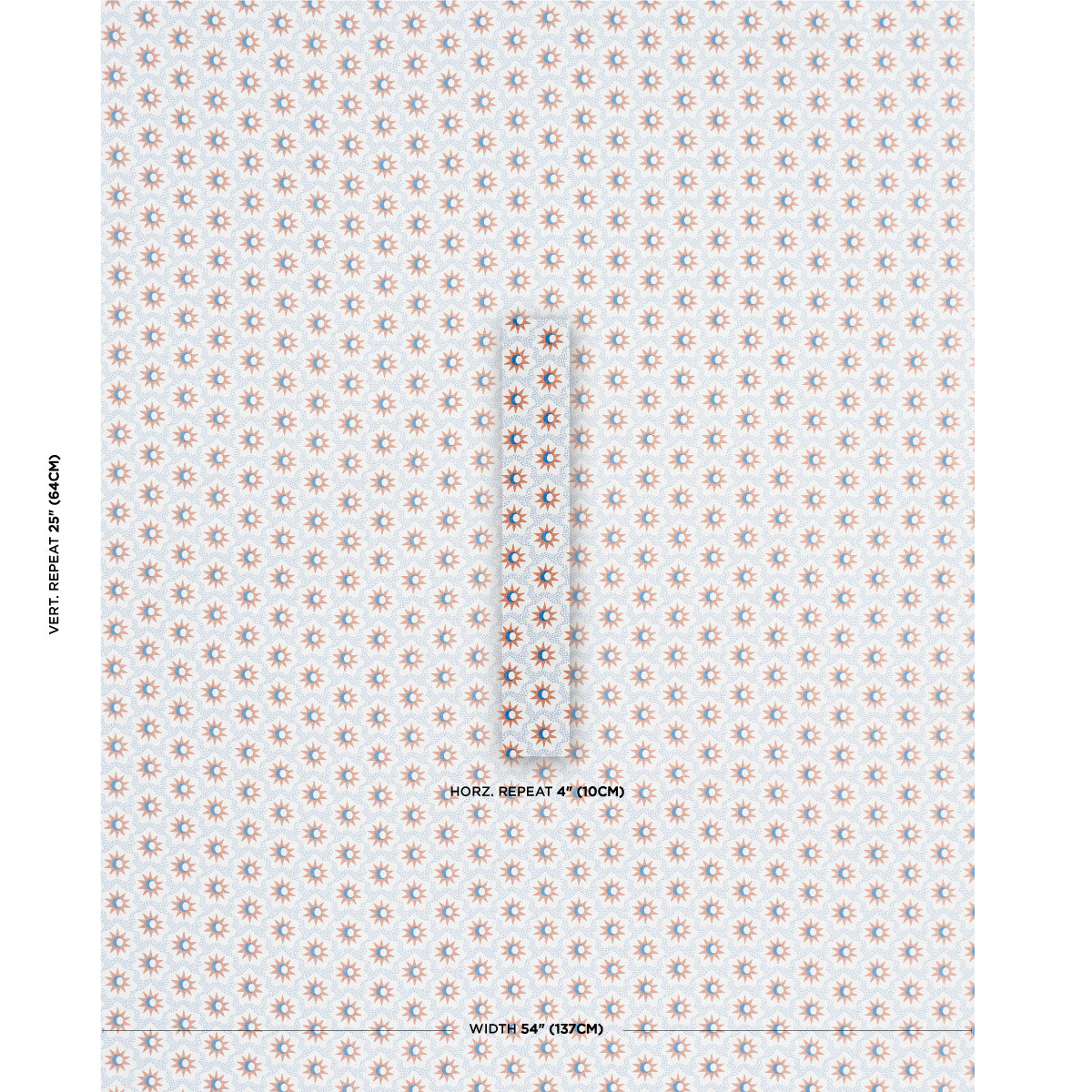 Schumacher Lucie Clay & Blue Fabric - Eade's Wallpaper