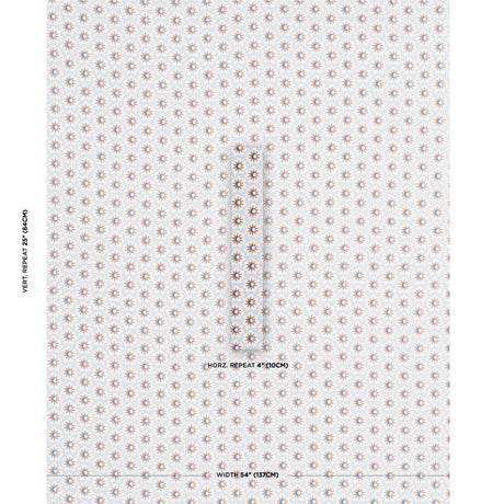 Schumacher Lucie Clay & Blue Fabric - Eade's Wallpaper
