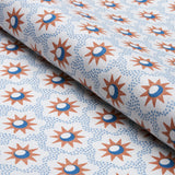Schumacher Lucie Clay & Blue Fabric - Eade's Wallpaper