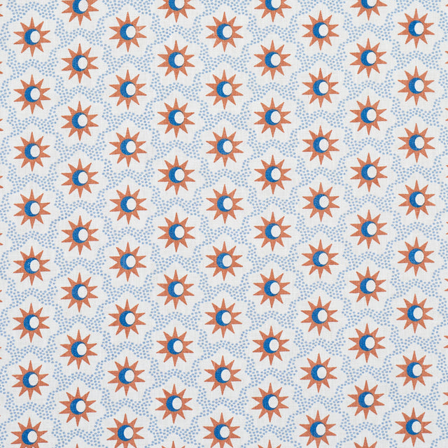 Schumacher Lucie Clay & Blue Fabric - Eade's Wallpaper