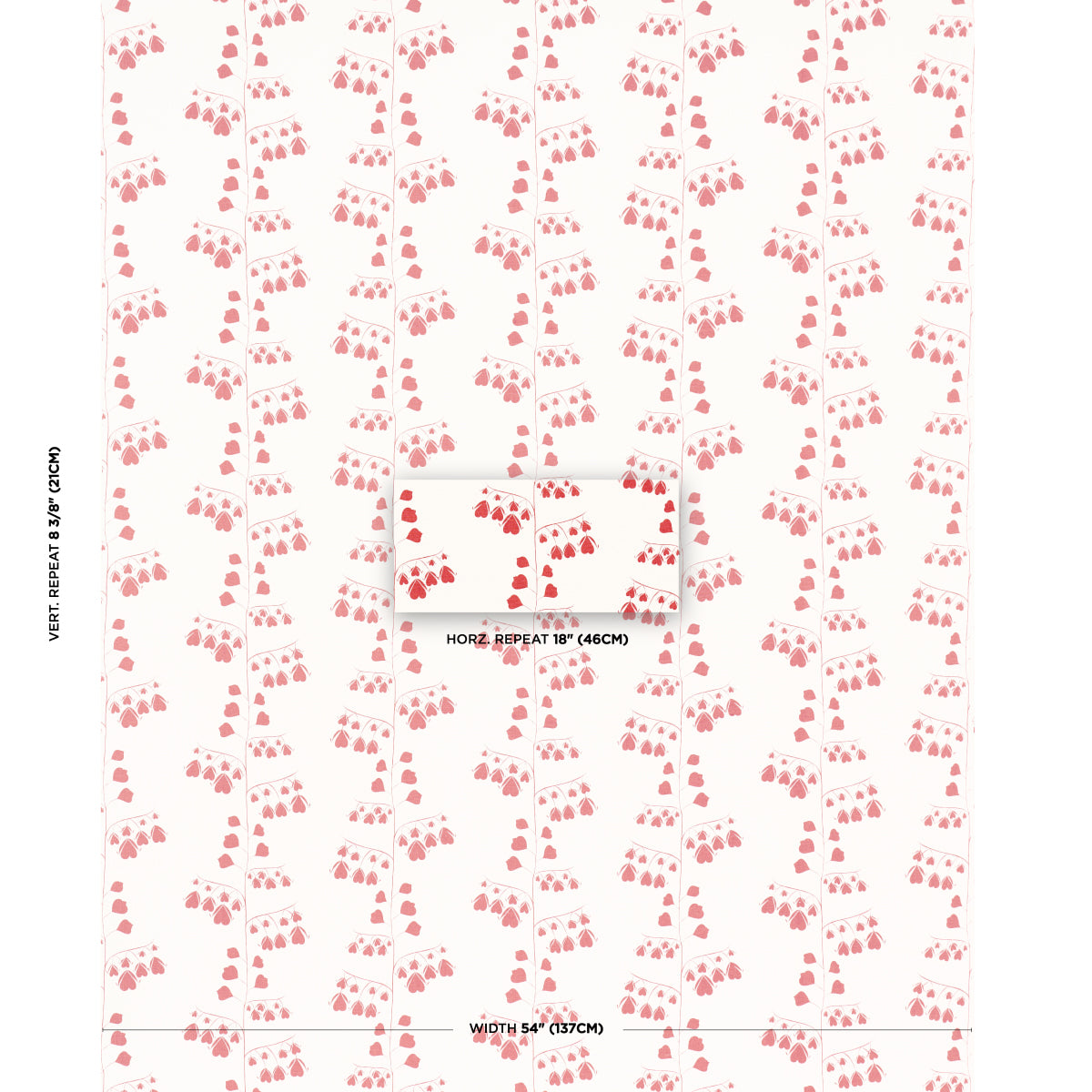 Schumacher Bleeding Hearts Red Fabric