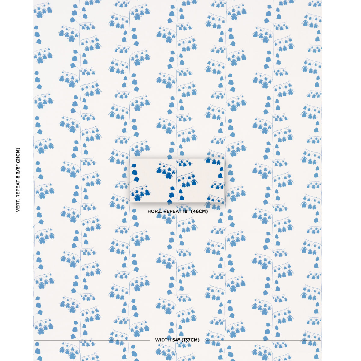 Schumacher Bleeding Hearts Blue Fabric
