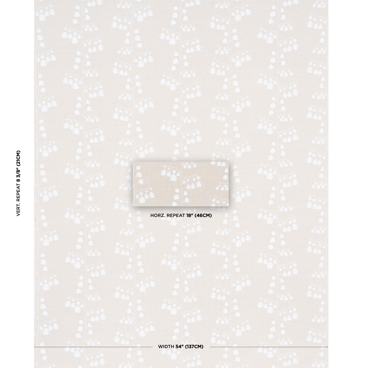 Schumacher Bleeding Hearts Neutral Fabric