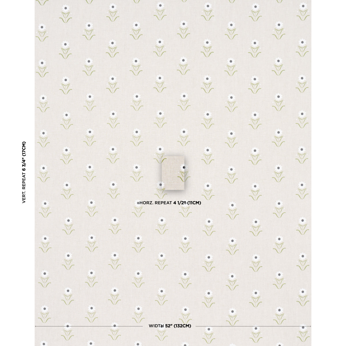 Schumacher Forget Me Nots White On Linen Fabric
