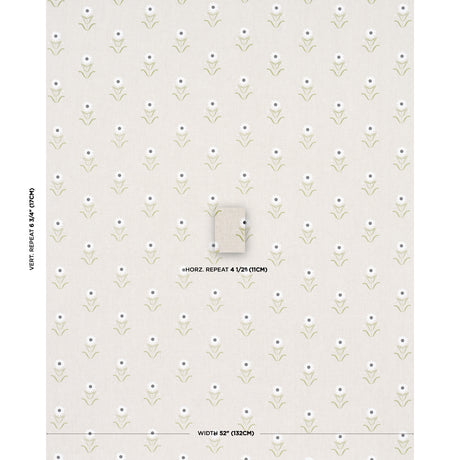 Schumacher Forget Me Nots White On Linen Fabric