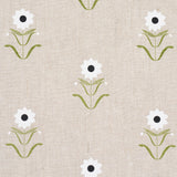 Schumacher Forget Me Nots White On Linen Fabric