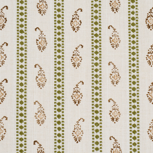 Schumacher 182021 EDDIE WOVEN HAND BLOCK PRINT in GREEN Fabr