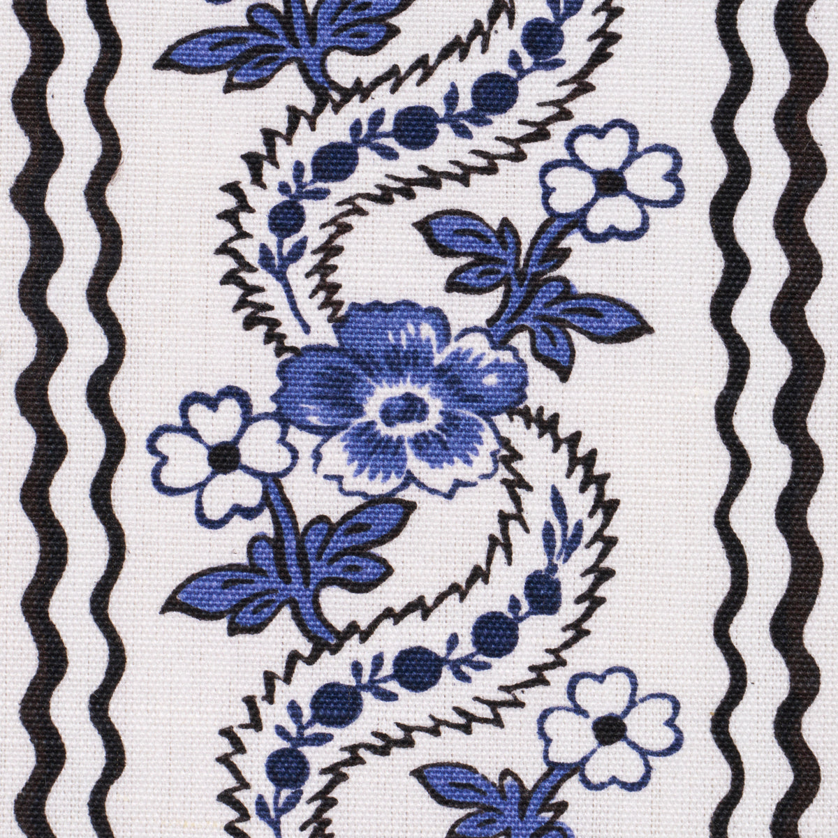 Schumacher 182070 SERENA GARLAND in BLUE Fabric - RITA KONIG