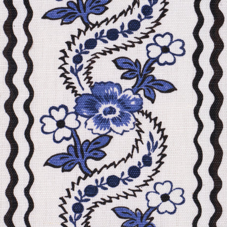 Schumacher 182070 SERENA GARLAND in BLUE Fabric - RITA KONIG