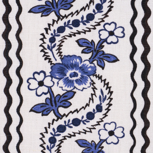 Schumacher 182070 SERENA GARLAND in BLUE Fabric - RITA KONIG