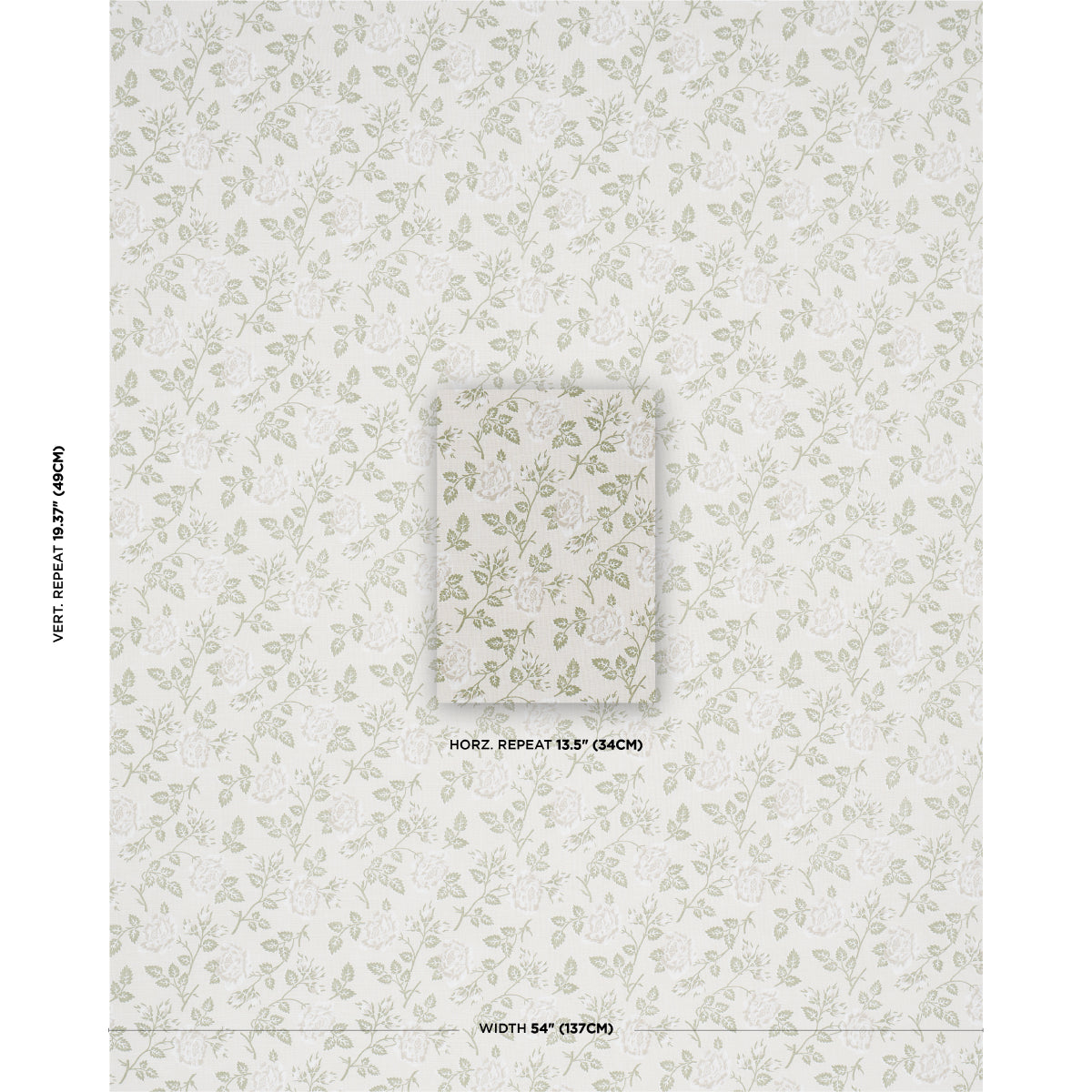 Schumacher Lavinia Green Fabric - Eade's Wallpaper