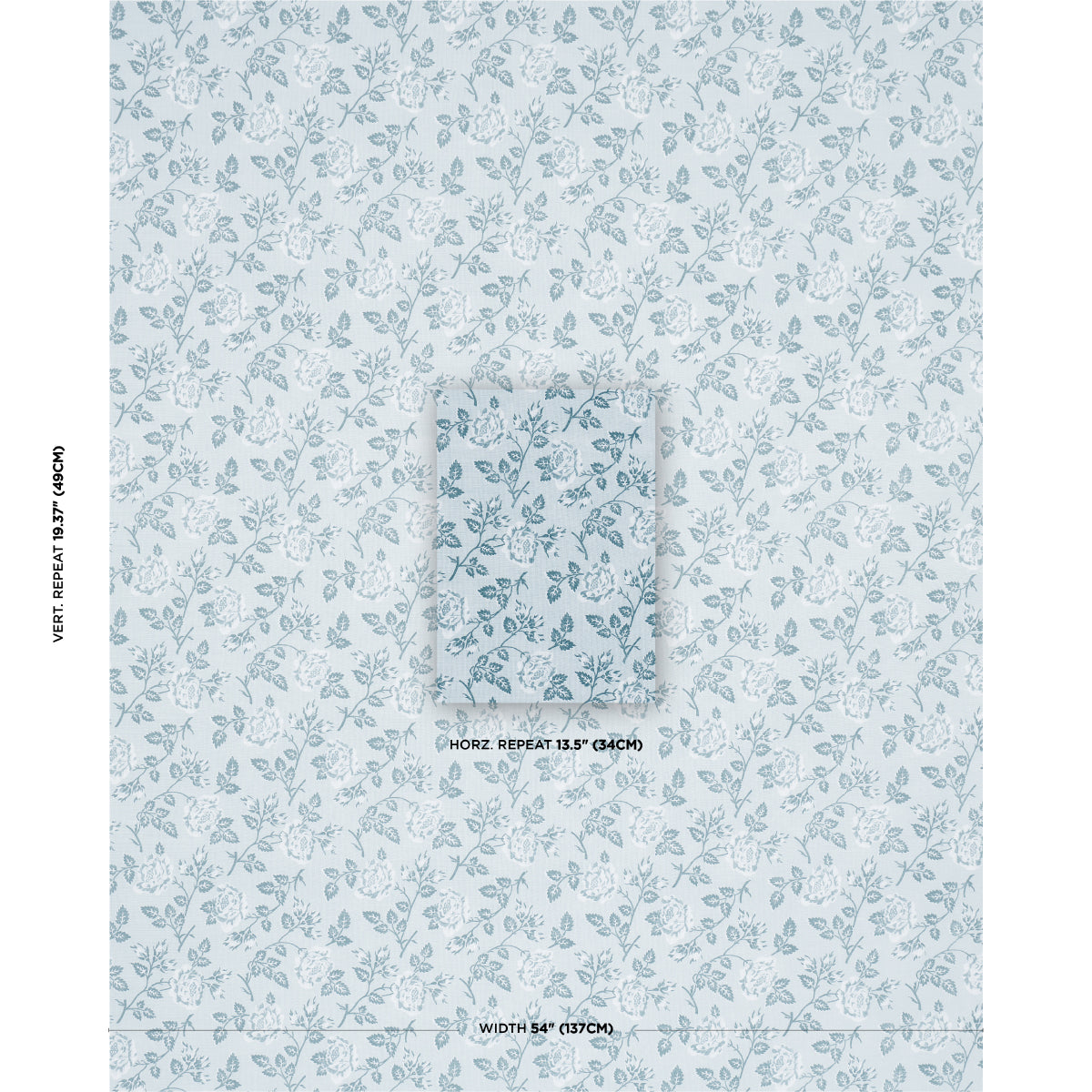 Schumacher Lavinia Blue Fabric - Eade's Wallpaper