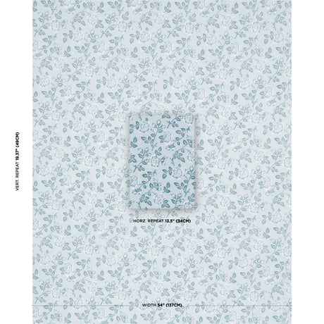 Schumacher Lavinia Blue Fabric - Eade's Wallpaper