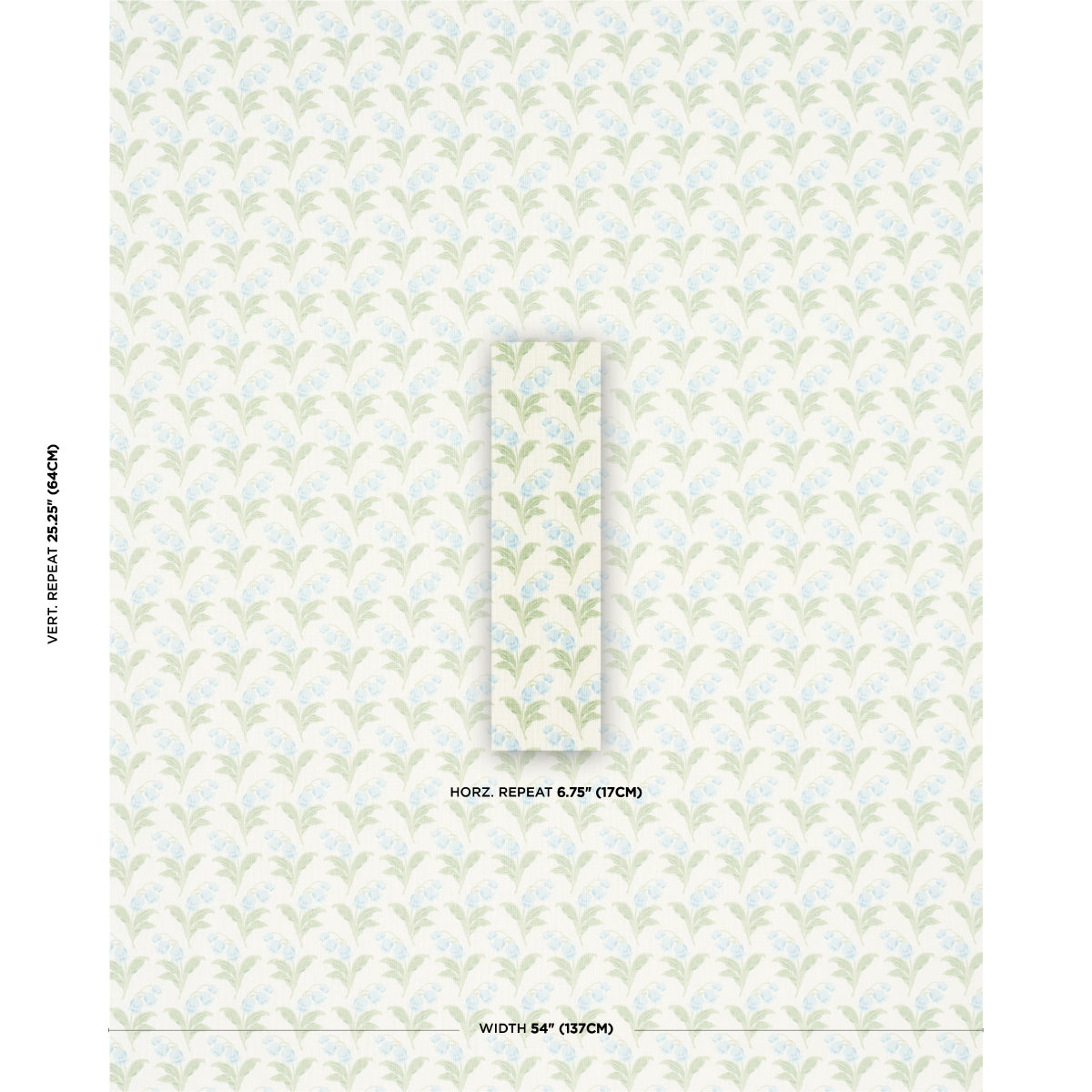 Schumacher Lily Of The Valley Indoor/Outdoor Bluebell Fabric - Eade's Wallpaper