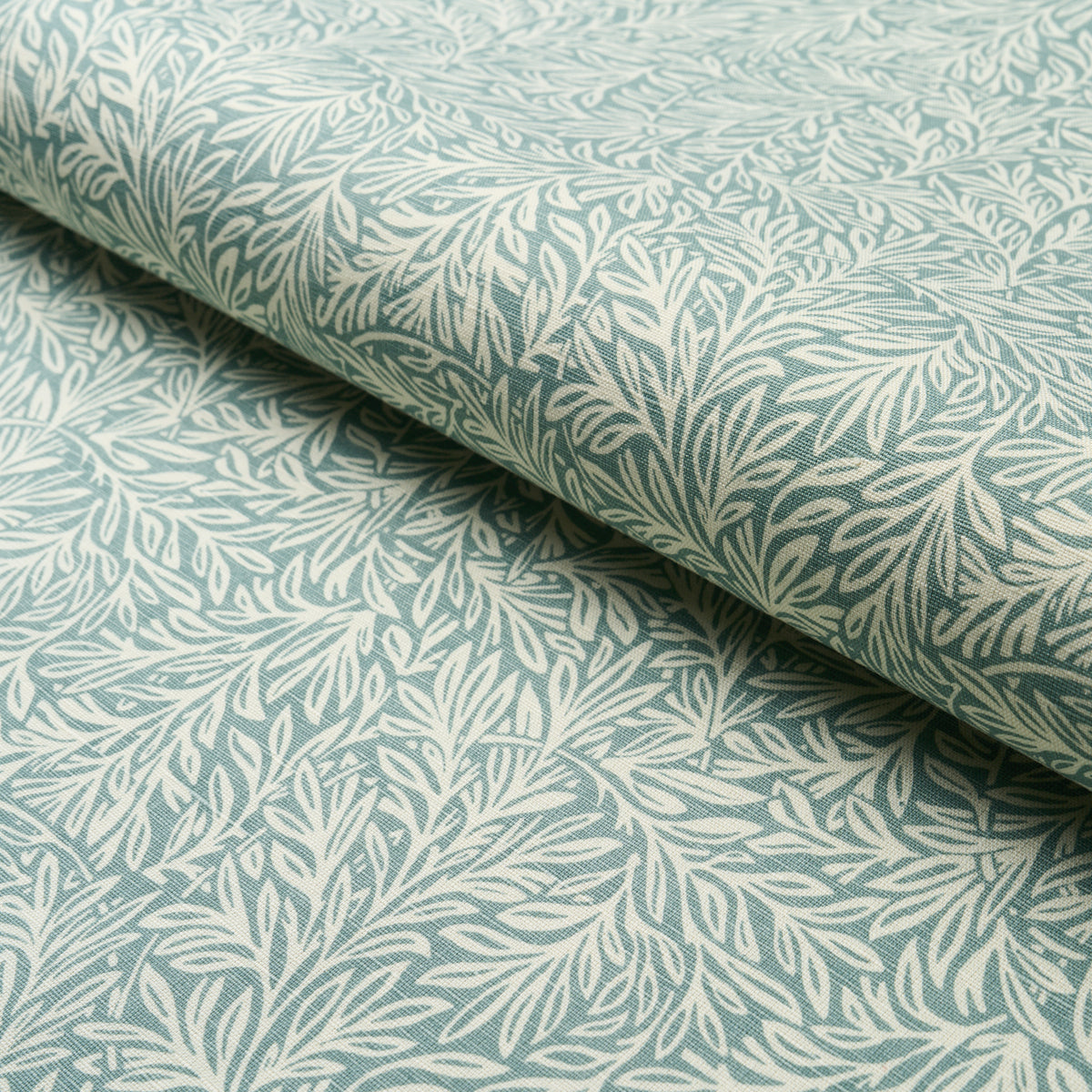 Schumacher Willow Leaf Aqua Fabric - Eade's Wallpaper