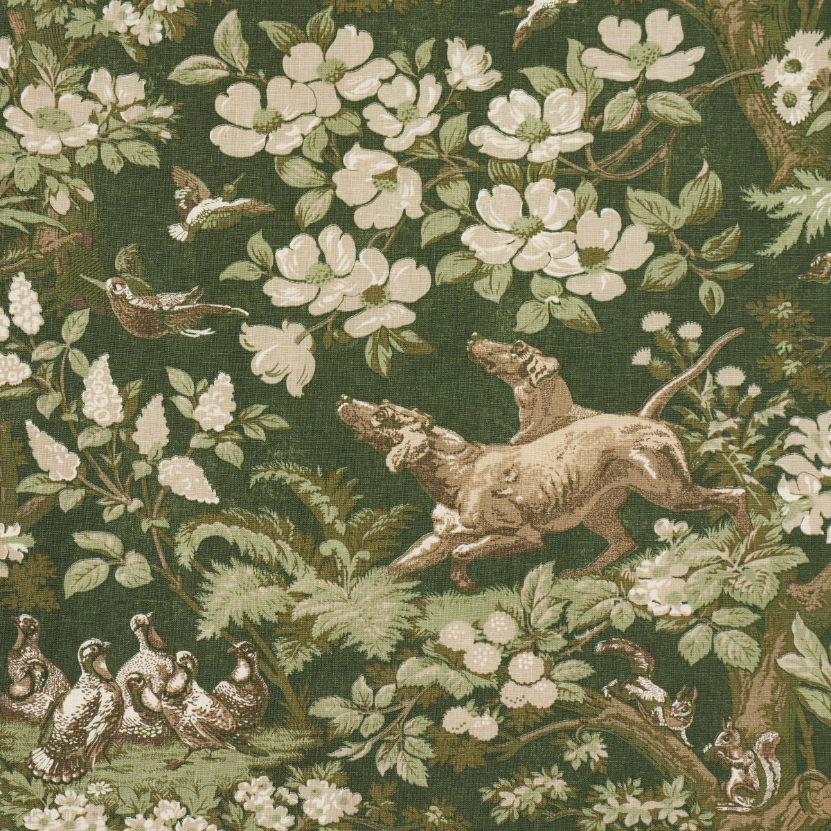 Schumacher 182261 HOUND MEADOW in FOREST Fabric - A COUNTRY 