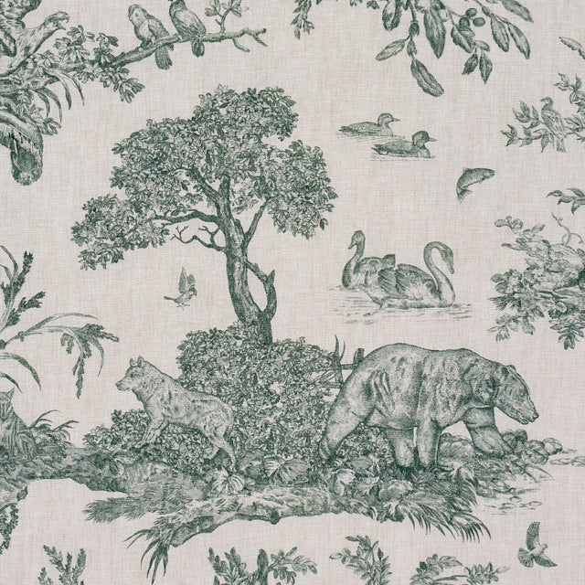Schumacher 182272 WESTERN TOILE in FOREST Fabric - A COUNTRY