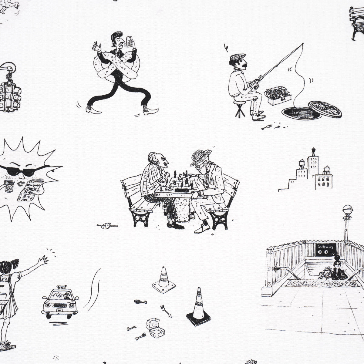 Schumacher Joana Avillez'S Street Scenes Black & White Fabric