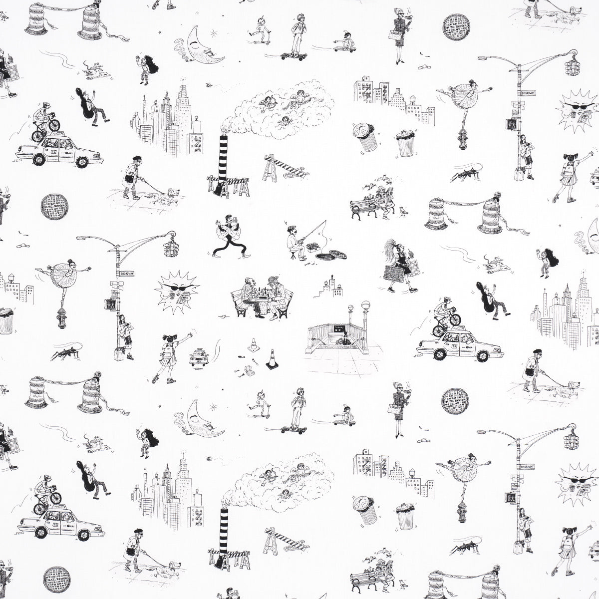 Schumacher Joana Avillez'S Street Scenes Black & White Fabric