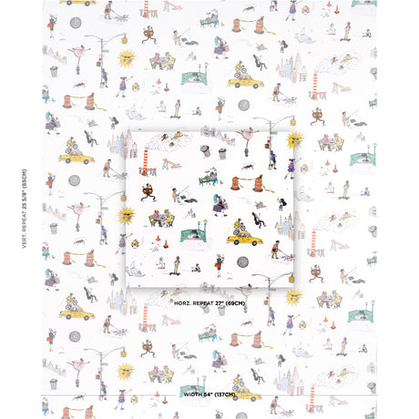 Schumacher Joana Avillez'S Street Scenes Multicolor On White Fabric