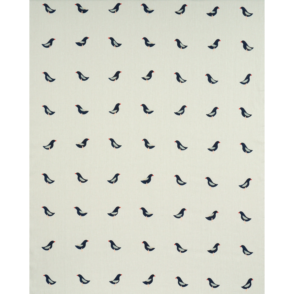 Schumacher Birds Hand Block Print Black On Natural Fabric