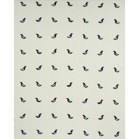 Schumacher Birds Hand Block Print Black On Natural Fabric
