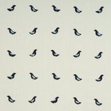 Schumacher Birds Hand Block Print Black On Natural Fabric
