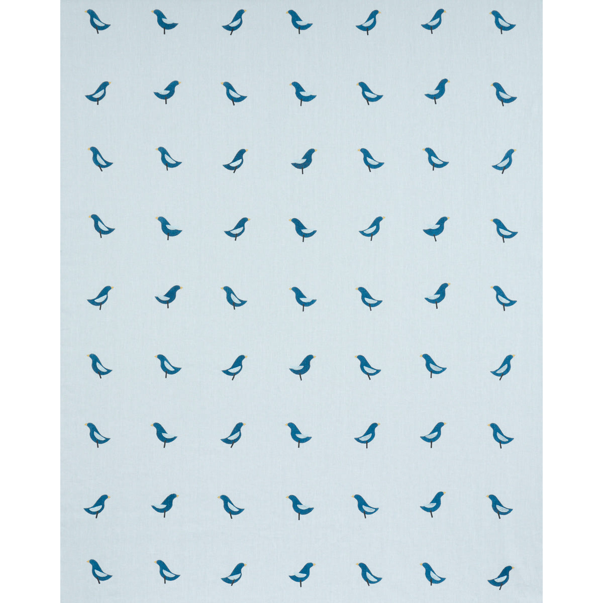 Schumacher Birds Hand Block Print Navy On Sky Fabric