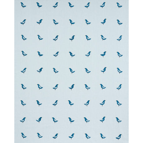 Schumacher Birds Hand Block Print Navy On Sky Fabric