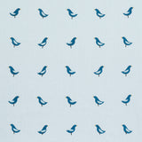 Schumacher Birds Hand Block Print Navy On Sky Fabric