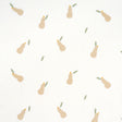 Schumacher Pears Hand Block Print Buff And Sage On White Fabric - Eade's Wallpaper