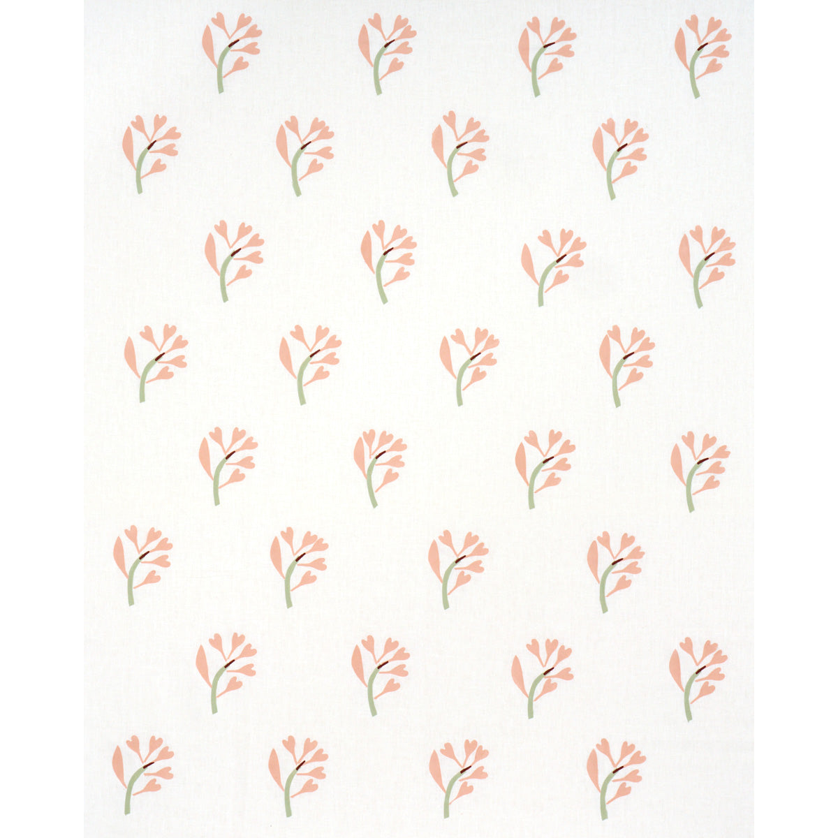 Schumacher Ginkgo Hand Block Print Pink And Sage On White Fabric
