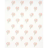 Schumacher Ginkgo Hand Block Print Pink And Sage On White Fabric