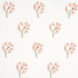 Schumacher Ginkgo Hand Block Print Pink And Sage On White Fabric