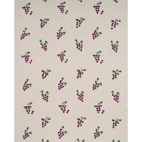 Schumacher Grapes Hand Block Print Purple On Natural Fabric