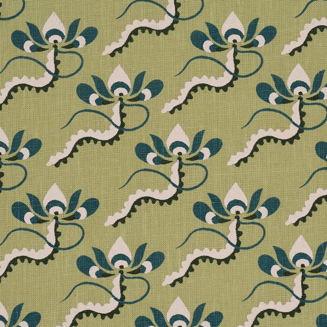Schumacher 182610 BOMBAY RAINBOW in LEAF Fabric - LAURA GONZ