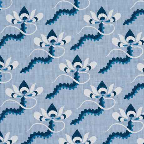Schumacher 182611 BOMBAY RAINBOW in BLEU Fabric - LAURA GONZ