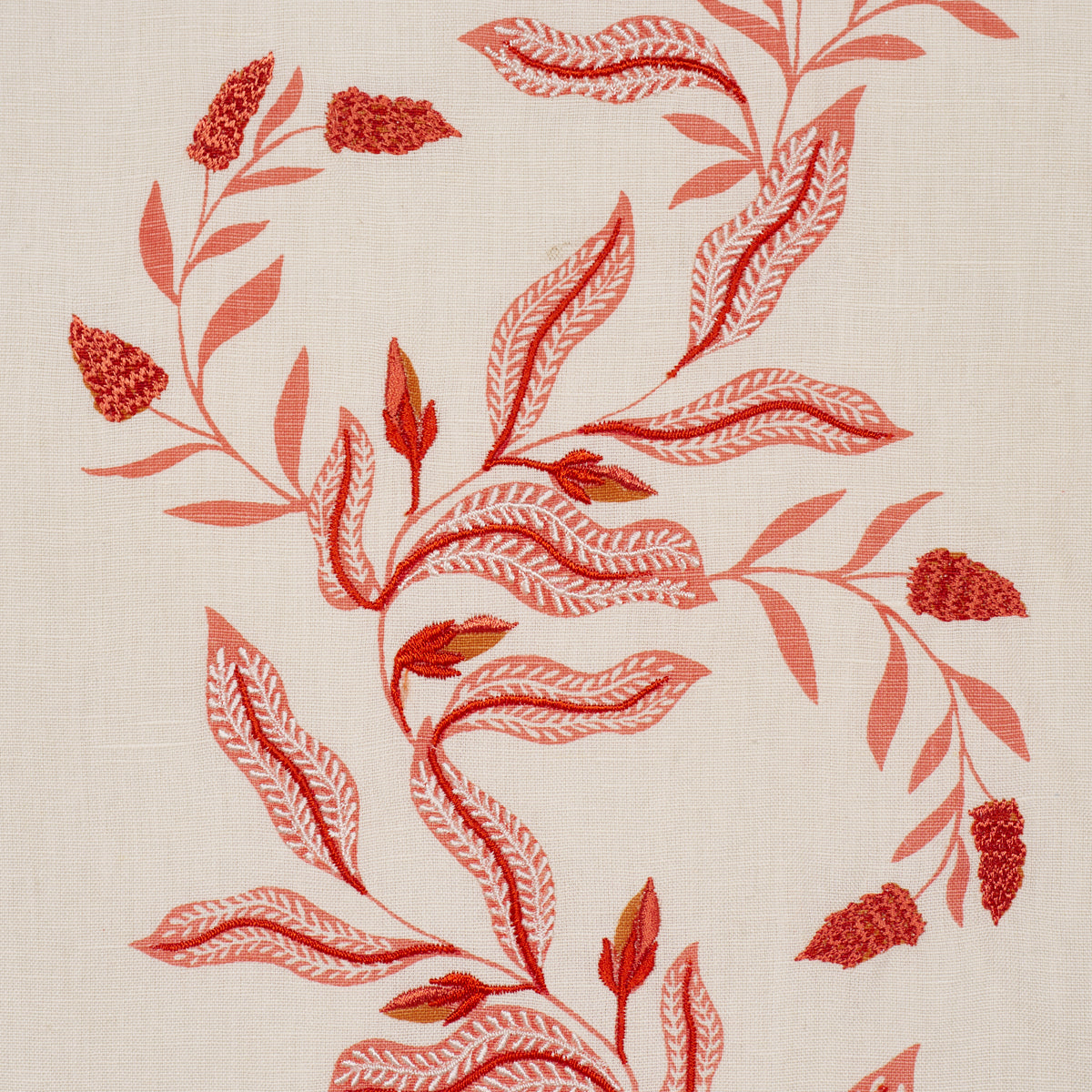 Schumacher 182640 VAGARY VINES in CORAL Fabric - LAURA GONZA