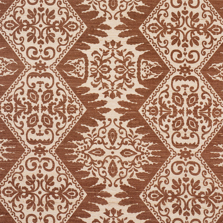 Schumacher 182700 BERKELEY HAND PRINTED SILK in CHESTNUT Fab