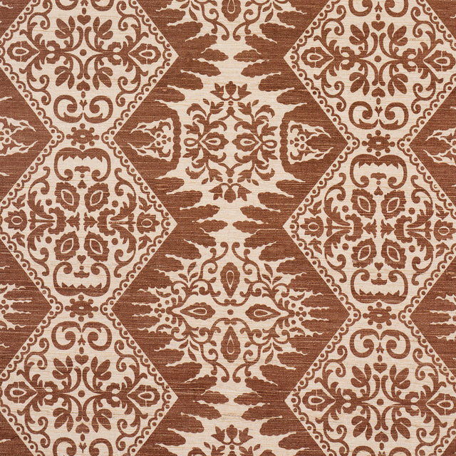 Schumacher 182700 BERKELEY HAND PRINTED SILK in CHESTNUT Fab