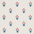 Schumacher 182722 MOIRA HAND PRINT in BLUE & RED Fabric - PR
