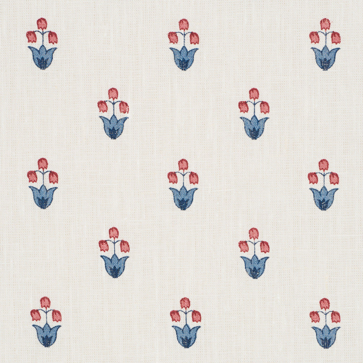 Schumacher 182722 MOIRA HAND PRINT in BLUE & RED Fabric - PR