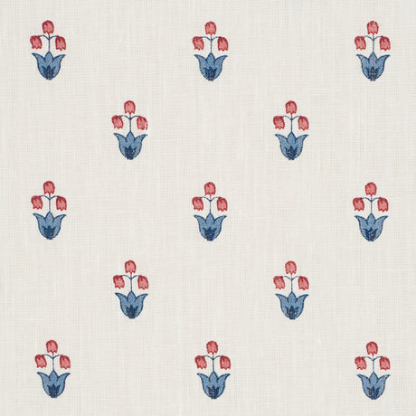 Schumacher 182722 MOIRA HAND PRINT in BLUE & RED Fabric - PR