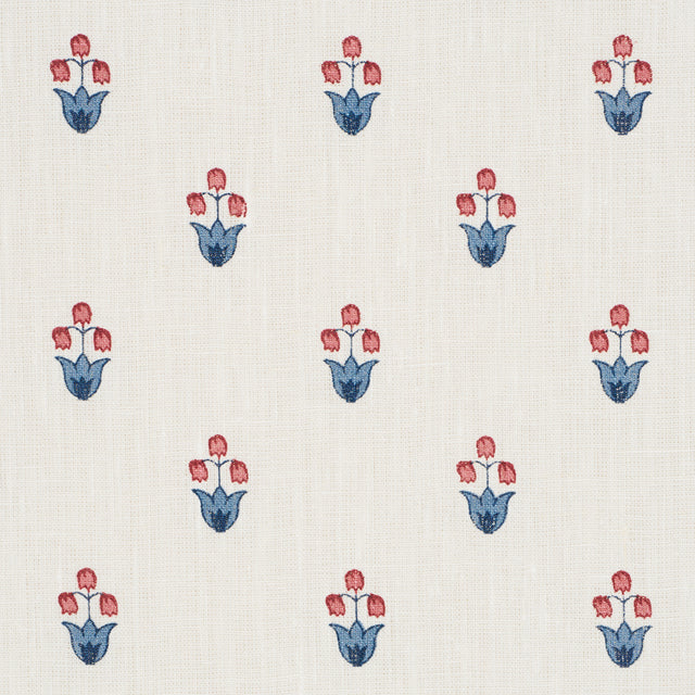 Schumacher 182722 MOIRA HAND PRINT in BLUE & RED Fabric - PR