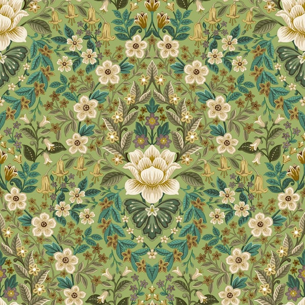 Galerie 18517 Green Floral Damask